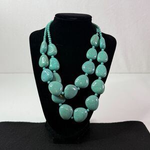 Vintage | Pistachio Teal Seafoam Green Double Strand Beaded Necklace